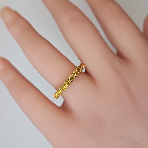 Golden Yellow Eternity Moissanite Band - Picture 1 of 4